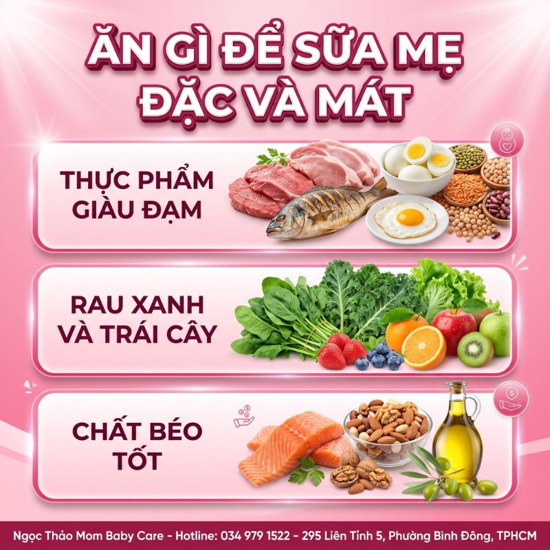 nhóm thực phẩm nên ưu tiên ăn để sữa mẹ đặc và mát